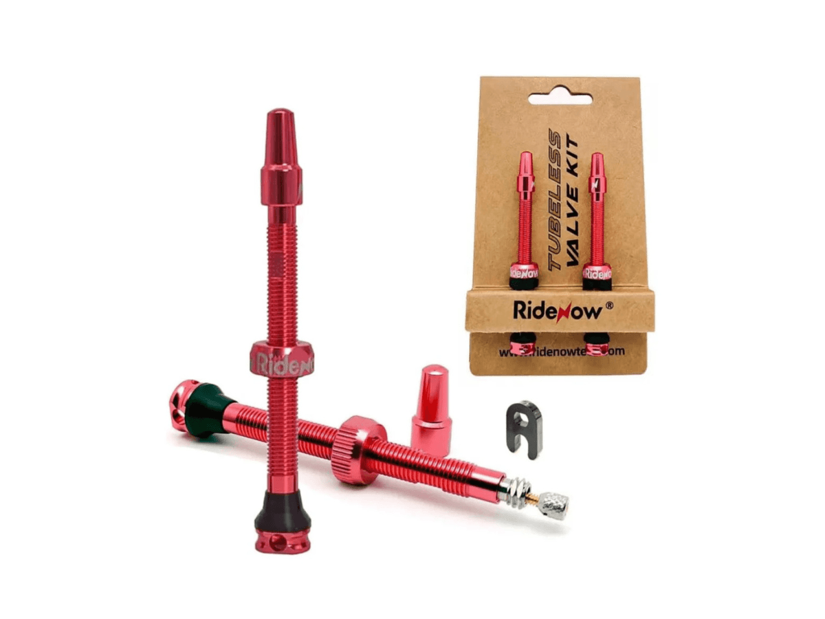 RideNow Tubeless Valve Kit Pair 65mm/85mm Pink/Black 2