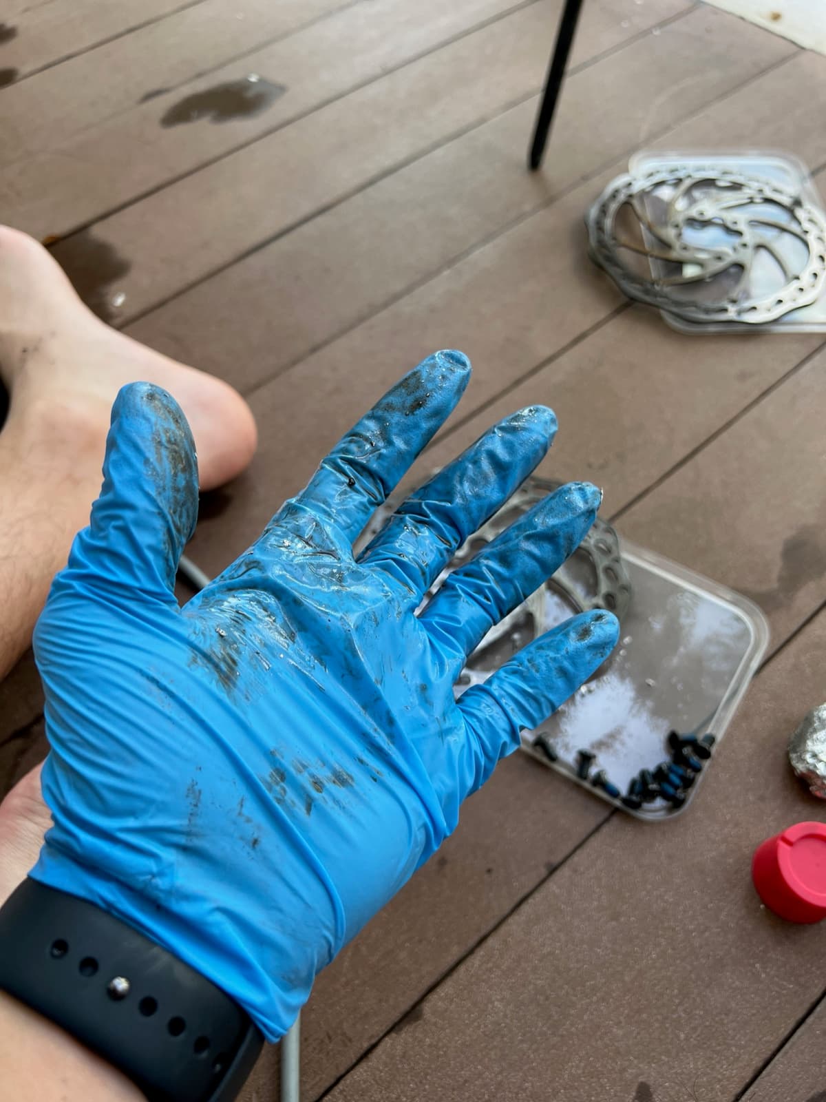 Hands-on bike maintenance — cleaning disc brake components
